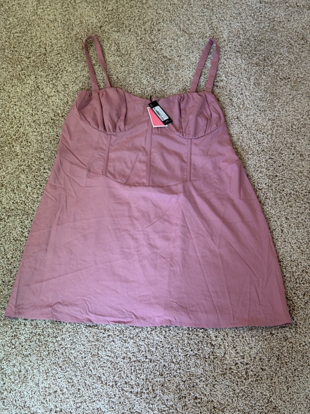 Pretty Little Thing Plus MauveTie Front Boned Corset Mini Dress. Size 20. NWT